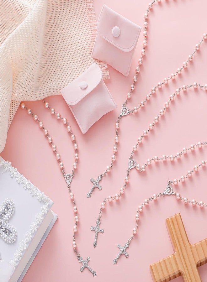 ROCEEI 12 Rosary Beads Catholic for Women and 12 Simple Button Bags Artificial Pearls Rosary for Confirmation Gifts - Image 3